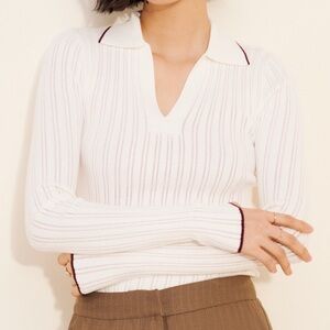 Madewell White V-Neck Ribbed Sweater XS NWT